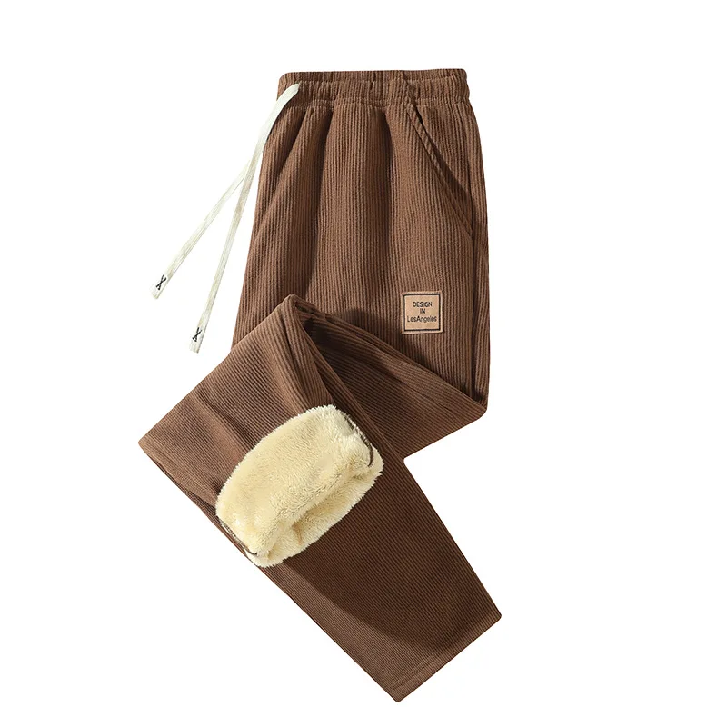 Corduroy Pant Warm - Męskie ciepłe spodnie zimowe, grube, z
